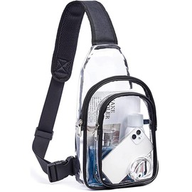 Clear Bag for Stadium Events Large PVC Clear Purse Clear Crossbody Bag with Front Pocket for Women Men Crossbody Fanny Pack Backpack Chest Daypack