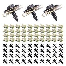 HISports 40 Sets of Sheet Metal Nut Screw Nut Clip Kit, Mudguard Clip, Sheet Metal Nuts, Mounting Clips, Mudguard Screw with Mudguard Nut, Metal Shell Clip for Car