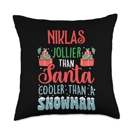 Ice Cold Charisma Christmas Holiday Heat Niklas Jollier Than Santa Cooler Than Snowman Frosty Throw Pillow, 18x18, Multicolor