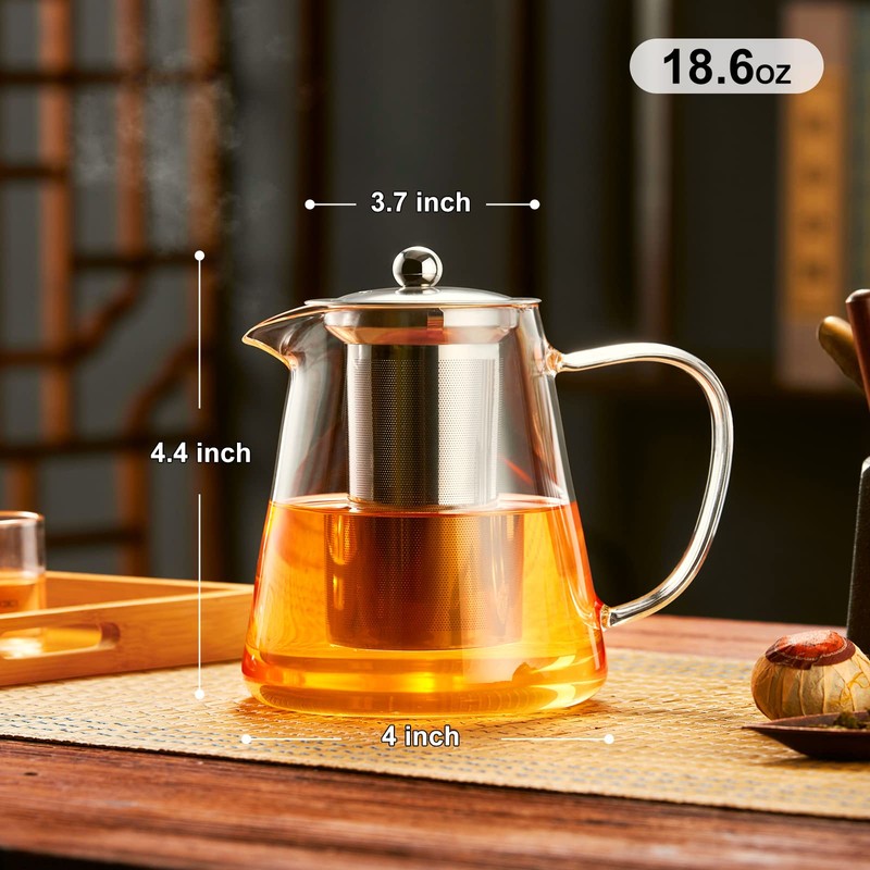 PARACITY Glass Teapot Stovetop 18.6 OZ, Borosilicate Clear Tea Kettle