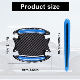 stymart 8Pcs 3D Car Door Handle Cup Protector, Reflective Stripe Stickers Anti-Scratch Car Outdoor Safety Warning Marker, Universal Car Door Handle Cup Protector Suitable for Cars, Trucks, SUVs(Blue)
