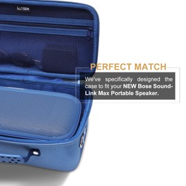 Hard Case for New Bose SoundLink Max Portable Speakers by LTGEM, Soundlink Max Large Waterproof Bluetooth Speaker Case with Shoulder Strap(Blue)
