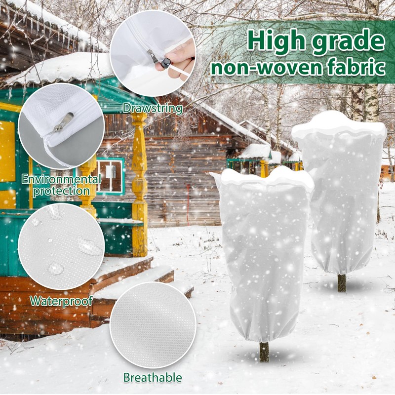 UKQRRTC 5Pcs Shrub Cover Freeze Protection Winter Drawstring Shrub Cover