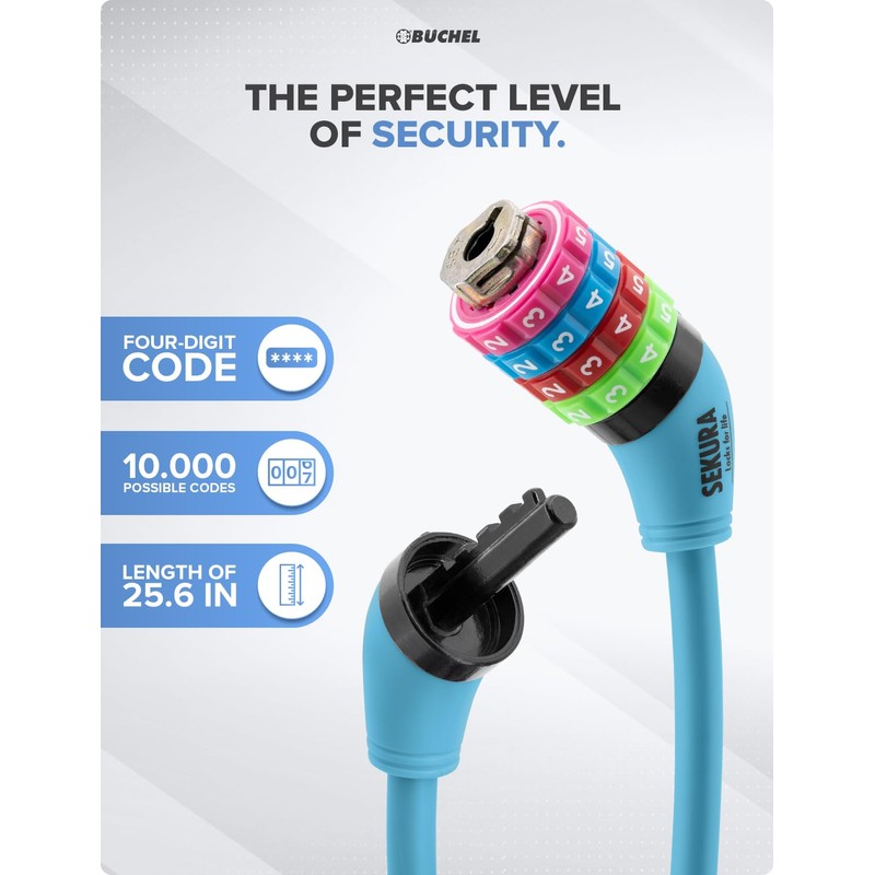 Büchel Bike Locks Cable for Kids - Colorful & Keyless