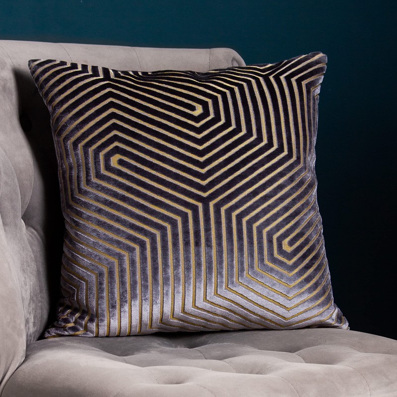 Paoletti Evoke Cushion Cover, Charcoal, 45 x 45cm