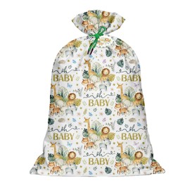 Uosrua Extra Large Animal Gift Bags Baby Shower 56"x 36"Jumbo Plastic Gift Bags Safari Jungle Animals Design With Baby Girls Boys Newborn Gender Reveal Party