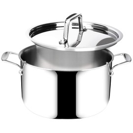 Duxtop Whole-Clad Tri-Ply Stainless Steel Stockpot with Lid, 6.5 Quart, Kitchen Induction Cookware