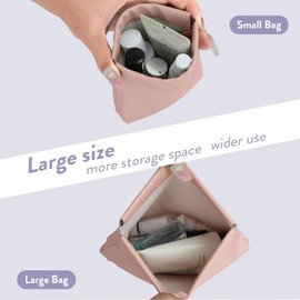 4/8Pcs Small Makeup Bag for purse,4.7In Waterproof Leather No Zipper Self-Closing Portable Mini Cosmetic Bags for Women,Small Pouches for Purse for Cosmetic Headphones Jewelry Lipstick