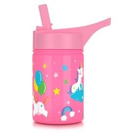 Be-Active Kids Water Bottle with straw – Kids Water Bottles Stainless Steel – Leakproof Upgraded Lid BPA Free – Childs water bottle – Childrens drink bottle Kid school girls boys (Pink)
