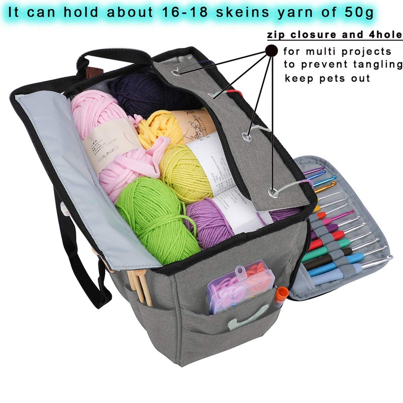 Looen Multifunctional Knitting Organizer, Yarn Tote Project Bags Organizer for