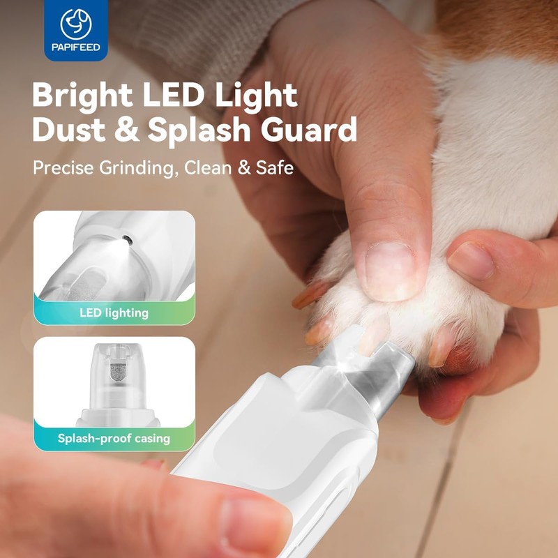 PAPIFEED Dog Nail Grinder, Pet Nail Grinder with 6 Speeds
