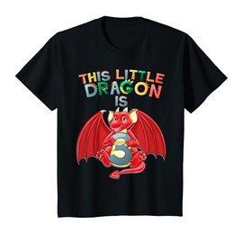 Kids This Little Dragon Is 3 Dragon 3rd Birthday 3 Year Old Boy T-Shirt