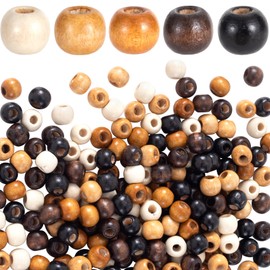 Alpinleux 100 Pcs Large Hole Wooden Beads, 5 Colors Wooden Loose Spacer Beads, Vintage Wood Hair Bead for Macrame, Necklace, Bracelet, DIY Craft, Hair, Handmade Decor (9X10mm)