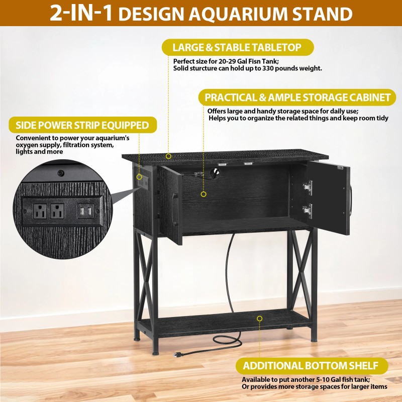 SEGAWE 29Gal Metal Frame Aquarium Stand Fish Tank Turtle Tank