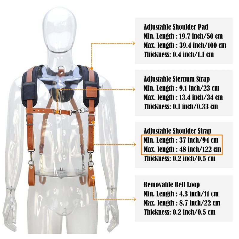 Construction suspenders for carpenter, men for framing Leather tool belt