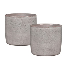 Scheurich Solido, Set of 2 Ceramic Flower Pots, Colour: Seashell, 15 cm Diameter, 13.7 cm High, 1.9 L Vol.