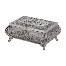 HAOHIZE Antique Jewelry Box,Vintage Style Rose Flower Carved Zinc Alloy Jewelry Box Case Jewellery Storage