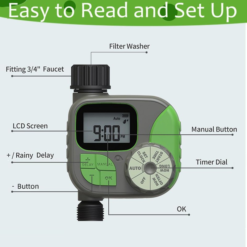 Irrigation Timer Programmable Sprinkler Timer for Garden Hose Lawn Sprinkler