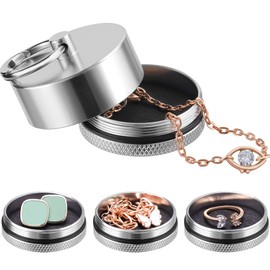 Aphlos Aluminum Mini Traveling Jewelry Holder Storage with Easy-Access Clasp, Compact Safe Storage for Rings, Necklaces, Earrings - Convenient for Traveling, Removable Soft Pads for Pills