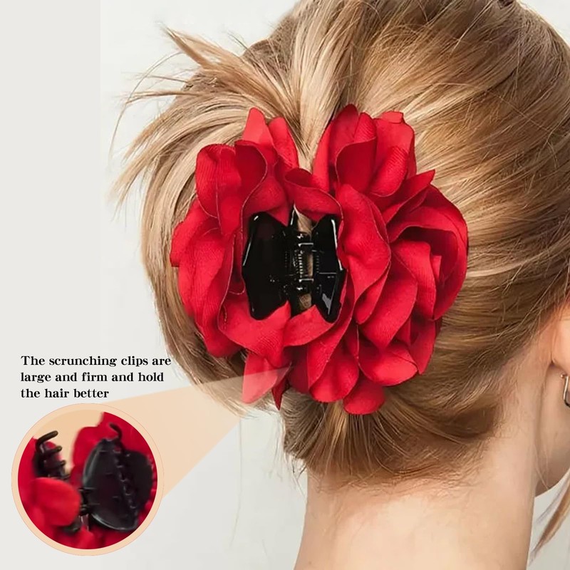 Flower Hair Clips, Set of 2 Women's Large Hair Claw