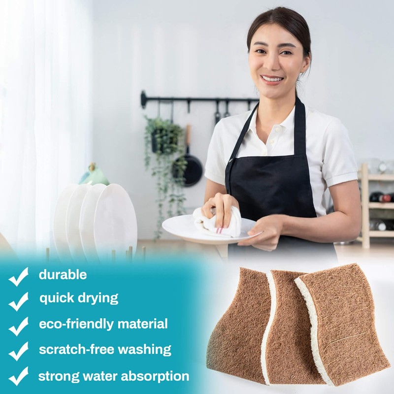 MAQIHAN 10PCS Natural Sponges for Dishes - Biodegradable Sponges Kitchen
