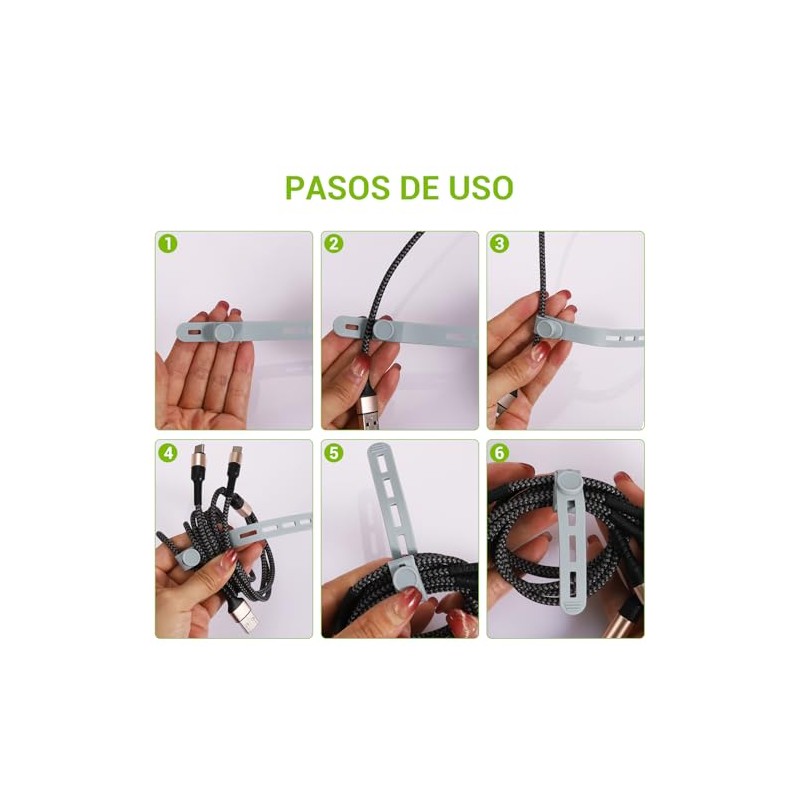 NEARPOW Organizador de Cables Ajustable, Bridas de Silicona Reutilizables y