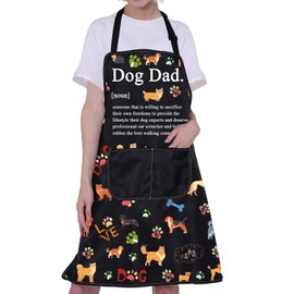 BNQL Dog Dad Aprons Dog Dad Gift Dog Lover Apron for Men with Pocket Dog Father Gift Dog Dad Cooking Kitchen Apron Dog Groom Apron (Dog Dad Aprons)