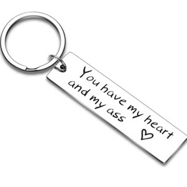 Jude Jewelers Stainless Steel Inpirational Mantra Lovers Couple Husband Wife Birthday Keychain Pendant Gift (You have my heart & my as*)