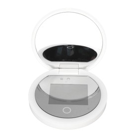 Kompaktspiegel mit UV-Kamera für Sonnenschutz, UV-Spiegel, Sonnenschutz-Testkamera mit Licht, 2-fache Vergrößerung, Reise-Make-up, 8,9 Cm, Taschenformat L