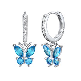 Silvercute Butterfly December Birthstone Cubic Zirconia Earrings Womens Sterling Silver Ladies Earrings for Pierced Ears