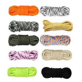 Samcos Paracord Tent Rope, 12 Colors Set, 0.16 inches (4 mm), Length 9.8 ft (3 m), For Camping, Outdoors, Colorful, Load Capacity, Multifunctional, DIY Crafting, Gardening Rope, Friendship Bracelet