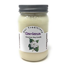 The Old Wax Shack Gardenia Soy Candle - Floral, 100% Soy Candle, 16 Oz. Mason Jar