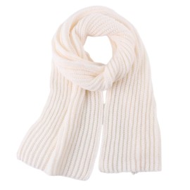 Pesaat Women Long Scarf Winter Men Knit Scarves Fashion Ladies Scarf Warm Shawl Warps Solid Chunky Cable Knitted Scarf for Women Mens (White)