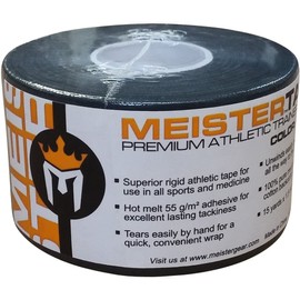 Meister 15Yd x 1.5" Premium Athletic Trainer's Tape for Sports and Medical (50% Longer) - Black - 6 Rolls