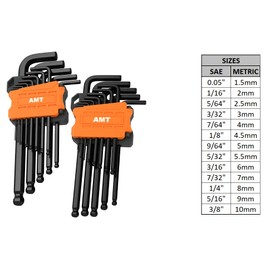 Mutt Tools 26pc Ball End Hex Key Set - Complete Metric & SAE Allen Wrench Set with Long Arm Design - Professional Grade Hex Wrenches for Mechanics, HVAC & Bike Repair
