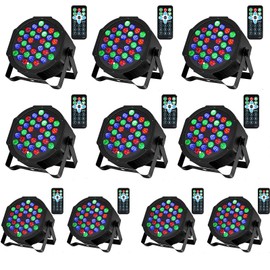 Litake DJ Par Lights, RGB 36 LED Stage Lights Sound Activated,Remote & DMX Controlled LED Uplights,7 Modes Uplighting for Dance Party Church Wedding Birthday Holiday Music Show-10 Pack