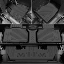 SHINJEW Floor Mats for 2020-2025 Ford Explorer (7 Seats),All Weather TPE Floor Mats & Backrest mats & Trunk mat for Ford Explorer Accessories,Full Set mats