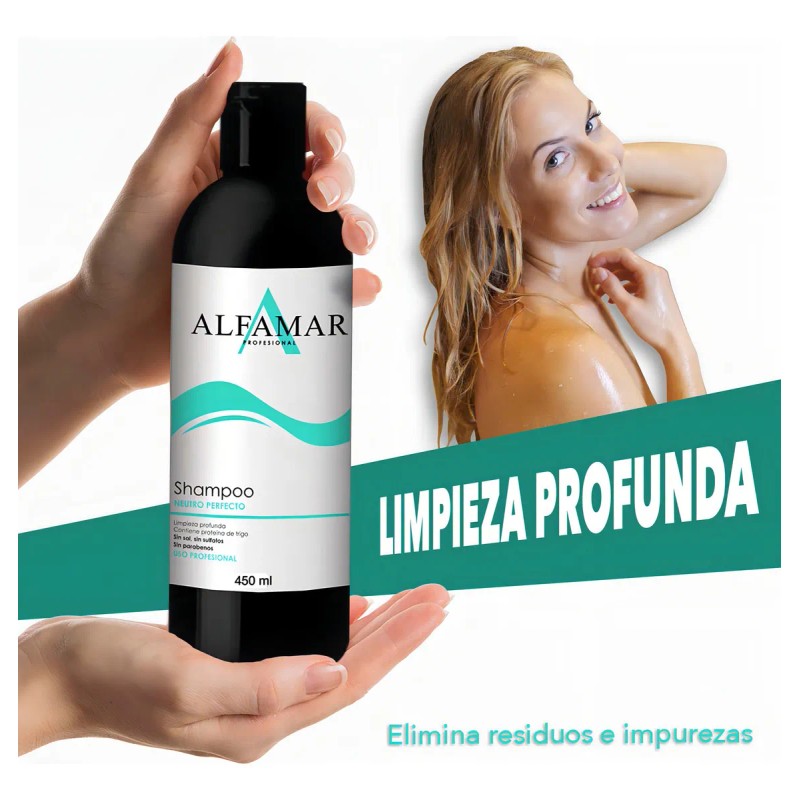 Shampoo Neutro Perfecto Alfamar Sin Sal Para Limpieza Profunda Y