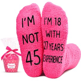HAPPYPOP 45th Birthday Gifts Ideas for Women - Socks for 45 Year Olds, 45th Birthday Socks, Best Gifts for 45 Year Old Woman