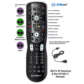 Inteset 4-in-1 Universal Backlit Remote & IReTV IR Receiver Combo
