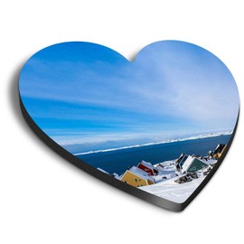 1 x Heart MDF Magnets - Nuuk City Greenland Ice Landscape 21949