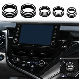 Thor-Ind 5PCS Center Console Knobs AC Air Conditioning Button+Audio+Function+Rear Mirror Knob Switch Cover Trim for Toyota Camry 2021 2022 2023 (Black) (Black, 2021-2023)