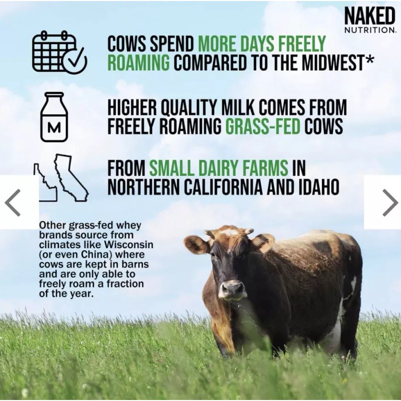 Naked Nutrition VANILLA WHEY PROTEIN POWDER - 5LB - GRASS