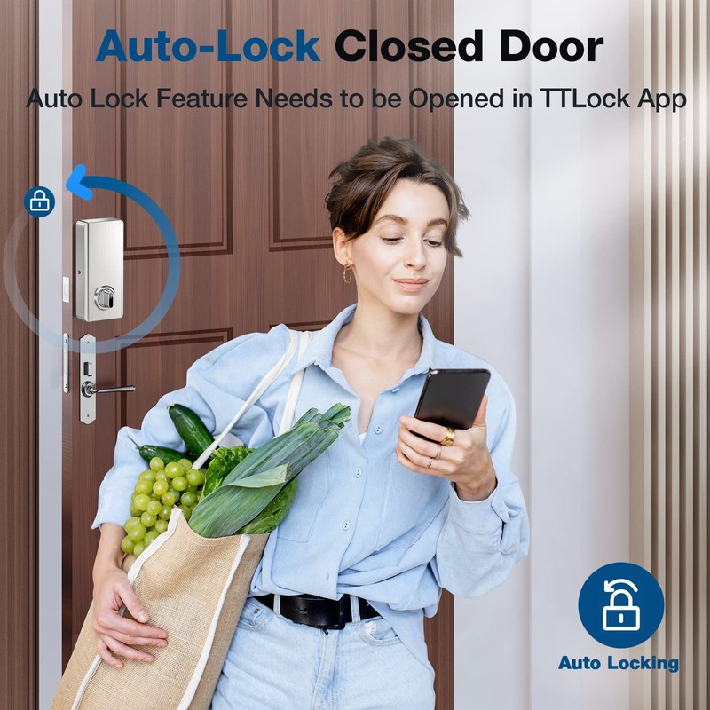 Fingerprint Keyless Entry Door Lock 6-in-1, Electronic Deadbolt with Auto-Lock,