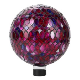Lily's Home Colorful Mosaic Glass Gazing Ball, Designed with a Stunning Holographic Petal Mosaic Pattern to Bring Color to Any Home and Garden, Red, Blue & Purple (10 Inches Dia.)