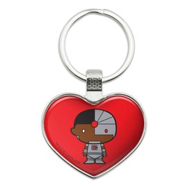 GRAPHICS & MORE Justice League Cyborg Cute Chibi Character Keychain Heart Love Metal Key Chain Ring