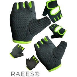 RAEES® Neoprene Fitness Gloves – Breathable, Non-Slip Grip Workout, Weightlifting, Gym, & Cycling, with glowing green strip, useful for all Sports – Comfortable, Durable, & Skin-Friendly (1 Pack)