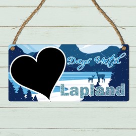 "Days Until Lapland" Countdown Plaque - Northern Lights & Winter Wonderland Chalkboard Sign for Christmas Holiday Countdown - Perfect Lapland Trip Decor for Families (Blue, With Pen)