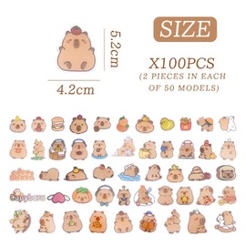 HINFHI 100 Capybar Stickers, Cute Cartoon Animals, Funny Waterproof Graffiti Stickers, Creative Personality, Diy Suitcase Water Cup Decorative Stickers.