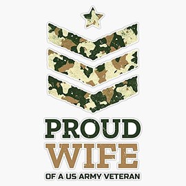 HOF Trading Proud Wife of A Us Army Veteran Camo Stripes Gift Vinyl Sticker Waterproof Decal Laptop Wall Window Bumper Sticker 5"